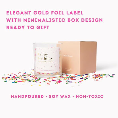 Happy Birthday Candle for Women - 8oz Soy Candle, Vanilla Cake, Coconut, Buttercream Scent - Festive Sprinkles, Premium Design, Eco-Friendly, 40+ Hours Burn Time