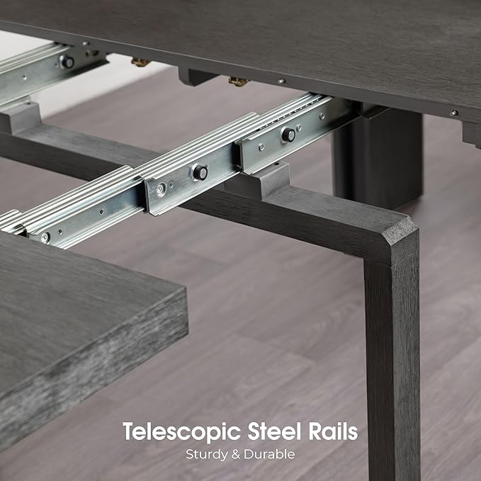 Transformer Table - Solid Wood Extendable Dining Table, Seats 2-12, Expandable Dining Room Table, Space-Saving Furniture, Kitchen and Dining Room Furniture (Dark Grey, Table Only)
