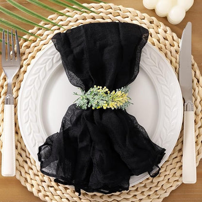 Socomi Black Cheesecloth Napkins Fall Thanksgiving Cheese Cloths Gauze Set of 50 Boho Washable Dinner Table Napkins for Wedding Party Baby Shower Birthday Party Decor