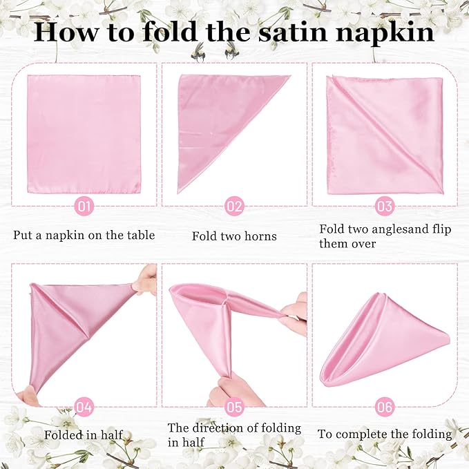 Bailarina 40 Pack Pink Satin Napkins,17x17 Inches Wedding Napkins Square Soft Silky Table Napkins Bulk Decorative Elegant Cloth Napkin for Party Decoration, Banquet,Wedding,Graduation