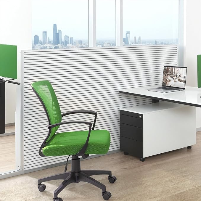 Furmax Office Chair Ergonomic Computer Desk Mesh Chair Mid Back Swivel Lumbar Support with Armrest (2, Green)