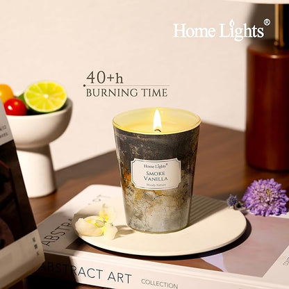HomeLights Large jar Candle | 1-Wick Long-Lasting Scented Candles, 6.7oz Natural Soy Wax Candle for Home Scented, Industrial Chic Gifts for Women & Men, Smoke Vanilla