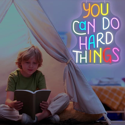 Neon Sign, JGHTURIE You Can Do Hard Things Neon Signs for Wall Decor Led Lights Signs for Classroom Office Business Library Bar Party Art Decoration USB Powered
