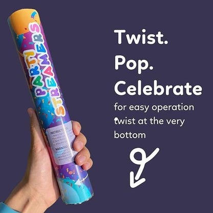 No Mess Streamer Confetti Cannon Party Poppers | 6 Pack | Multicolor Streamers | Glitter Bomb Confetti Shooters | Decoration for Birthday, Wedding | Launches 25 ft | 12 inch | TUR Party Supplies