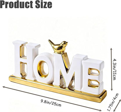 Love Sign Decoration,White and Gold Love Signs for Home Decor Statue,Modern Bird Sculpture Personalized Love Decor,Gold Style Figurine Decorative Ornaments for Living Room,Bedroom,Desktop (Home white)