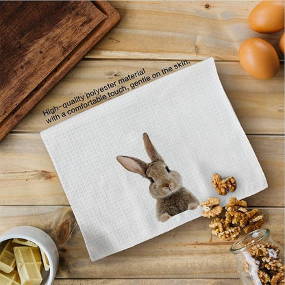 Funny Bunny Kitchen Towels Set of 2, Easter Hand Towels, Easter Dish Towels Dishcloths Tea Towels for Kitchen, EasterBunny Gifts, BunnyGifts for Women, EasterBunny Decor, 16x24 Inch