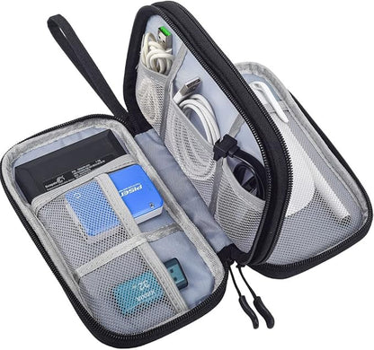 Electronics Accessories Organizer Bag, Portable Tech Gear Phone Accessories Storage Carrying Travel Case Bag for Charger USB Cables SD Memory Cards Earphone Flash Hard Drive – Black