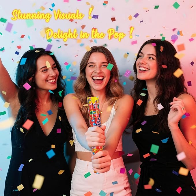 Confetti Cannon Multicolor Confetti Poppers 6 Pack Biodegradable Party Poppers 12 Inch Confetti Shooter Sticks for Wedding Graduation Birthday Engagement Anniversary Christmas New Year Celebration