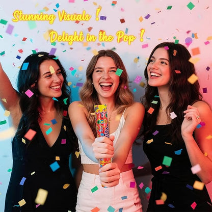 Confetti Cannon Multicolor Confetti Poppers 6 Pack Biodegradable Party Poppers 12 Inch Confetti Shooter Sticks for Wedding Graduation Birthday Engagement Anniversary Christmas New Year Celebration