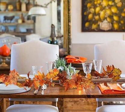 DearHouse 6 Pack Fall Garland Maple Leaf Clearance, 5.9Ft/Piece Hanging Vine Artificial Autumn Garland Thanksgiving Decor for Home Wedding Fireplace Party Christmas (Orange)