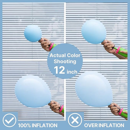 PartyWoo Baby Blue Balloons 155pcs Different Sizes of 18 12 10 5 Inch Light Pastel Sky Aqua Blue Balloon Arch Kit Garland for Graduation Baby Shower Gender Reveal Easter Party Decorations Blue-Q13