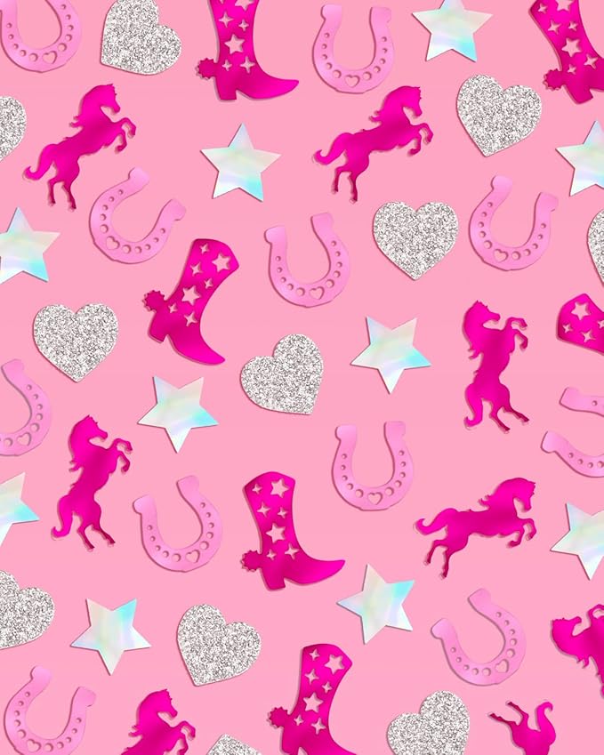 xo, Fetti Pink Pony Club Confetti - 200 pcs | Cowgirl Tablescape, Silver Glitter Bachelorette, Western Table Decor, Birthday Decorations, Cute Party Supplies