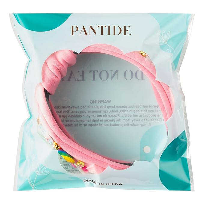PANTIDE Candy Jeweled Knotted Headband - Christmas Rainbow Lollipop Rhinestone Embellished Preppy Headband Non Slip Wide Top Knot Hairband Hair Accessories Birthday Gift for Women Girls (Pink)