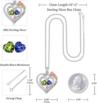 Iefil Christmas Gifts for Wife Women - 925 Sterling Silver Double Birthstone Necklace, Anniversary Birthday Gifts for Women, Jewelry Gift for Wife Girlfriend Mom Her