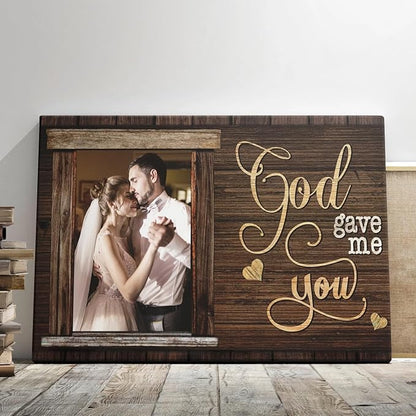 Dem Canvas Personalized Canvas Prints, Custom Photo And Name, God Gave Me You, Wedding Gifts For Couple Anniversary Wedding Engagement Gift For Couples Canvas (36x24)
