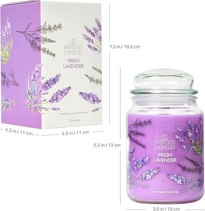 Vanilla & Lavender Candle 22oz Glass Jar with Wooden Wick in a Decorated Jar Within a Presentation Gift Box and Protective Shipping Box