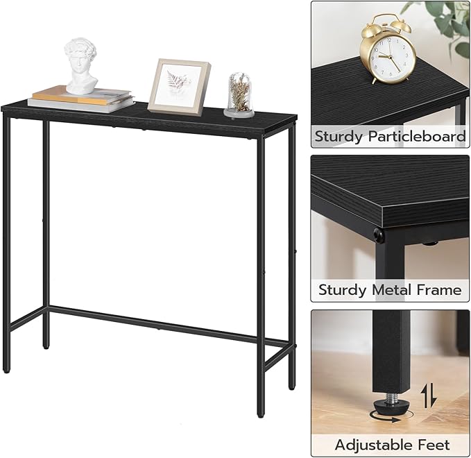 HOOBRO 2 Pack Narrow Console Table, 29.5" Small Entryway Table, Thin Long Sofa Side Display Table, for Hallway, Bedroom, Living Room, Foyer, Black BK75XGP201