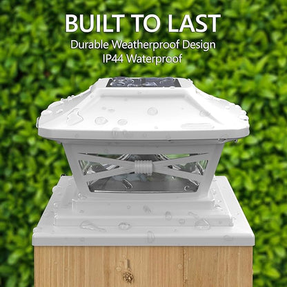 Davinci Lighting Renaissance Solar Outdoor Post Cap Lights - Includes Bases for 4x4 5x5 6x6 Posts - Bright LED Light - Pearl White (8 Pack)