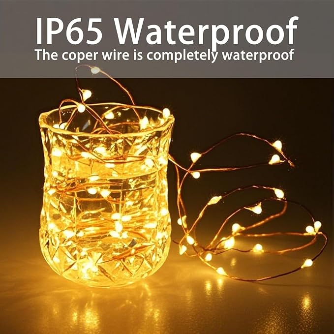 Fairy Lights,Silver Wire String Lights Waterproof,Battery Operated 7FT 20LED Firefly Starry Moon Lights for DIY Christmas Wedding Party Bedroom Decor (Warm White, 24 Pack)