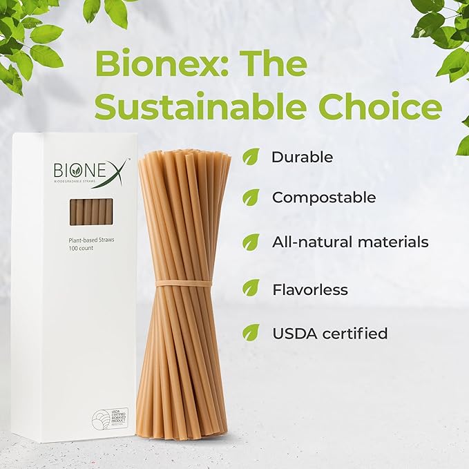 8-inch Sugarcane Straws, 1,000 Count Unwrapped Drinking Straws, Plastic straw and paper straw Alternative, US-Manufactured (1,000 Count per Case)