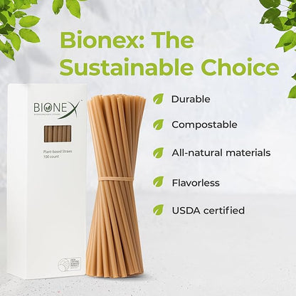 8-inch Sugarcane Straws, 1,000 Count Unwrapped Drinking Straws, Plastic straw and paper straw Alternative, US-Manufactured (1,000 Count per Case)