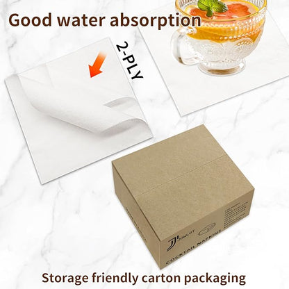 Cocktail Napkins - 800 Count 2-Ply White Napkins Disposable, 4.5 x 4.5 Inch Folded Paper Napkins Bulk Beverage Napkins for Dinner Wedding Bar Party and Everyday Use
