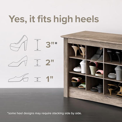 Prepac White Tall Storage Cabinet, Shoe Cabinet, Entryway Furniture with 36 Shoe Cubbies 13"D x 23.5" W x 72.5" H