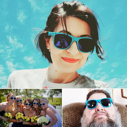 Fsmiling Blue Sunglasses Bulk Adult Party Sunglasses 80s Glasses Shades for Men Women Party Favors-15Pack,UV Protection