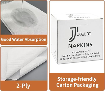 Disposable Napkins, 2-Ply 300 Count Paper Dinner Napkins, White Napkins Bulk for Wedding Party Bathroom and Everyday Use (16.2" X 15")