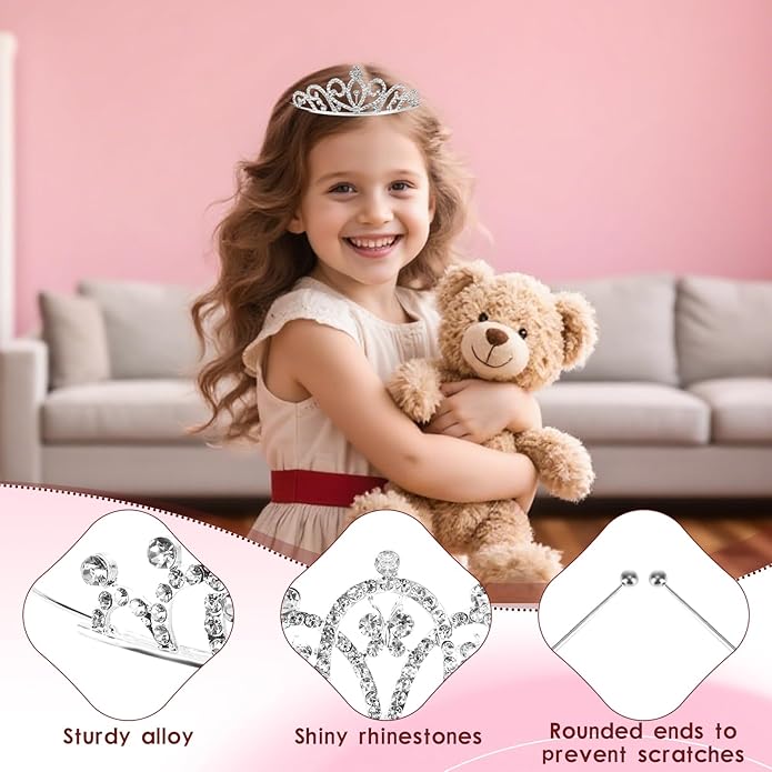 15 Pcs Tiaras Crowns Headbands for Girls Women,Small Tiara Bulk Silver Tiaras Crown Princess Rapunzel Crowns for Wedding Birthday Crystal Tiara for Prom, Bride, Pageant, Halloween