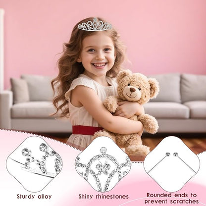 15 Pcs Tiaras Crowns Headbands for Girls Women,Small Tiara Bulk Silver Tiaras Crown Princess Rapunzel Crowns for Wedding Birthday Crystal Tiara for Prom, Bride, Pageant, Halloween