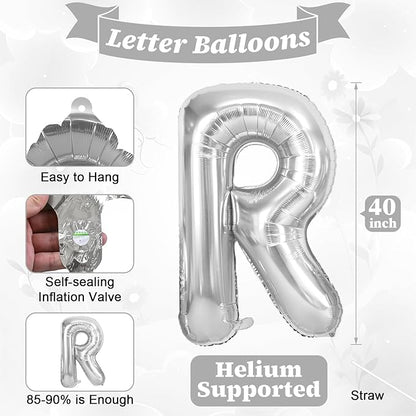 40inch Silver BRIDE Letter Balloons, Giant Silver Bride Foil Helium Balloon Banner with Heart Balloon for Bride to Be Wedding Engagement Bridal Shower Bachelorette Party Decoration