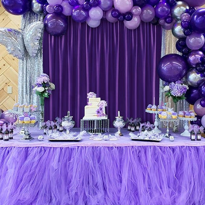 Hiasan Purple Backdrop Curtains for Parties, Polyester Photography Backdrop Drapes for Family Gatherings, Wedding Decorations, 5ftx7ft, Set of 2 Panels