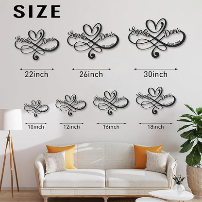 Personalized Anniversary Wedding Gifts for Couples, Metal Signs Customized with Couples Name and Date, Wedding Sign, Infinity Heart Metal Wall Decor, Engagement Bridal Shower Gifts Color03