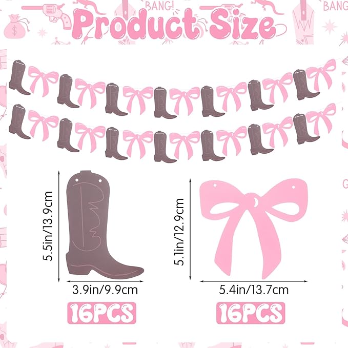 2 Set Boot or Bows Banner, Boot or Bows Gender Reveal Banner, Western Cowgirl Boots Banners, Cowgirl Boots 1st Birthday Gender Reveal Party Decoration for Western Baby Shower Decor
