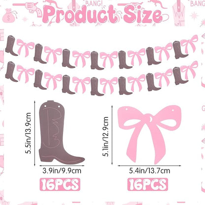 2 Set Boot or Bows Banner, Boot or Bows Gender Reveal Banner, Western Cowgirl Boots Banners, Cowgirl Boots 1st Birthday Gender Reveal Party Decoration for Western Baby Shower Decor