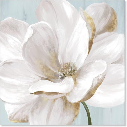 SEVEN WALL ARTS White Magnolia Flower Canvas Wall Art Floral Pictures Decor Vintage Nature Botanical Painting Modern Large Size Farmhouse Artwork for Bedroom Living Room Office 32"x 32"