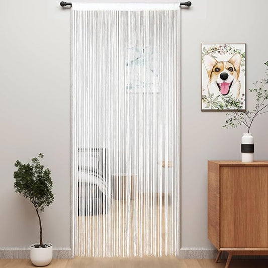 YIIBAII Door String Curtains Fringe Door Curtains for Doorways Window Room Decoration Living Room Divider(39"x110", White)