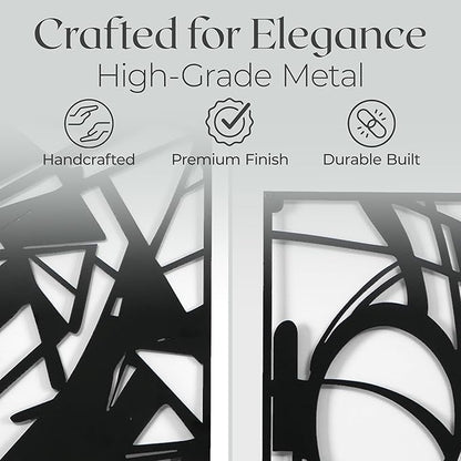 OUR NEST Pack of 4 Black Abstract Metal Wall Art – Minimalist Matte Finish 3D Line Art Wall Decor for Living Room, Bedroom, Bathroom, or Study (16" x 11")