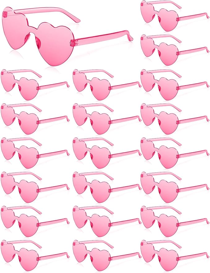 20 Pairs Heart Sunglasses for Women Bulk Transparent Pink Heart Shaped Sunglasses Bachelorette Party Glasses Fun Glasses for Party Favor to Add A Splash of Fun And Style
