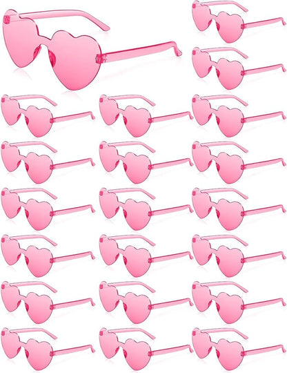 20 Pairs Heart Sunglasses for Women Bulk Transparent Pink Heart Shaped Sunglasses Bachelorette Party Glasses Fun Glasses for Party Favor to Add A Splash of Fun And Style
