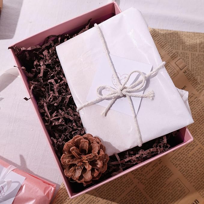 VGOODALL 2LB Crinkle Paper Filler, Dark Brown Shredded Confetti Paper for Gift Basket Filling Birthday Party Gift Box Wrapping Stuffing Supplies