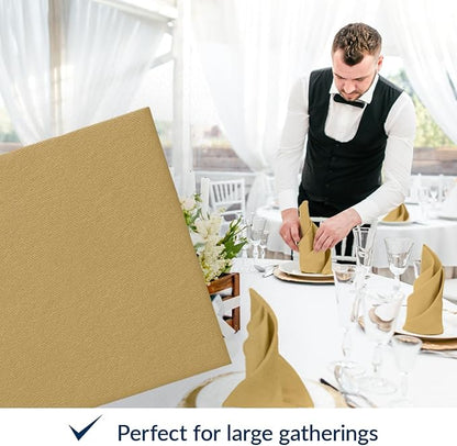 PAW - 50 Pieces Airlaid Paper Linen-Feel Napkins 16" x 16", Monocolor Disposable Cloth-Like Napkins, Elegant Gold Dinner Napkins for Kitchen, Party, Wedding, Gatherings, Christmas