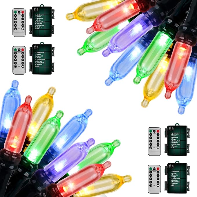18ft Battery Operated String Lights,Outdoor String Lights Christmas Lights 50 Led String Lights with Remote Timer Waterproof for Indoor Outdoor Garden Party Christmas Decoration, Multicolor