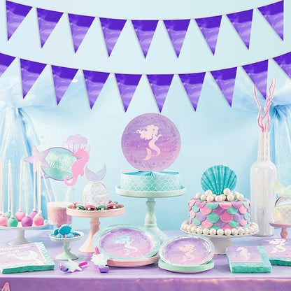65FT Purple Glitter Triangle Pennant Banner Flag Metallic Bunting Fabric Garland for Christmas Graduation Wedding Engagement Anniversary Bachelorette Bridal Shower lavenderValentine's Party Supplies
