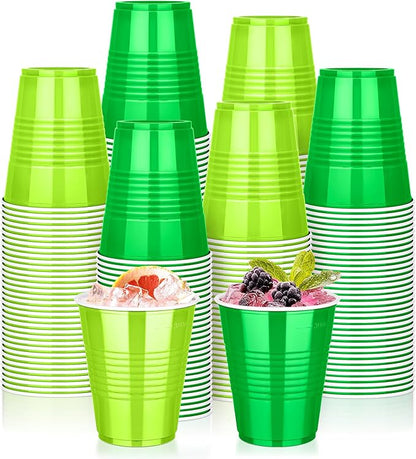 KesaPlan 100 PCS 12 OZ St. Patrick's Day Plastic Cups Party Cups Green and Light Green Cups Disposable Drinking Lucky Cup Bulk for Cold Drink Ice Cream Snacks Party Graduation Wedding Birthday Holiday
