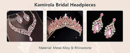 Kamirola Tiaras and Crowns for Women,Tiaras Earrings Necklace, Crystal Bridal Jewelry Set, Costume Party Halloween Prom Pageant Jewelry for Women TR80