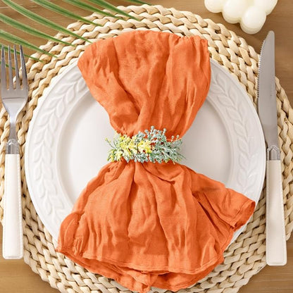 Socomi Orange Cheesecloth Napkins Fall Thanksgiving Cheese Cloths Gauze Set of 10 Boho Washable Dinner Table Napkins for Wedding Party Baby Shower Birthday Party Decor