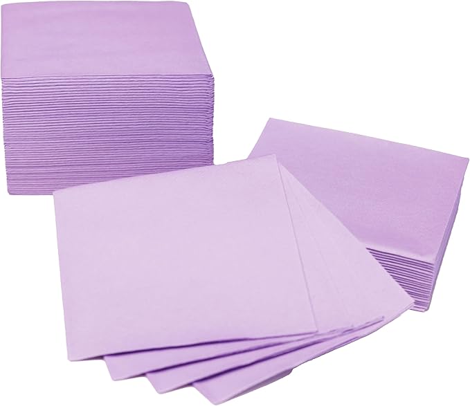 AMERICAN HOMESTEAD Cocktail Napkins - Premium 4.75"x4.75" Disposable Linen-Like Beverage Napkins - Bulk Square Party Bar Serviettes for Weddings, Parties, Events, and Daily Use - (Lilac -100 Count)
