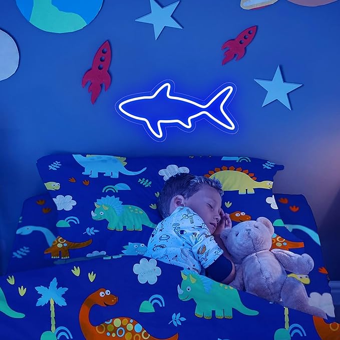 Neon Sign, Fish Led Neon Signs for Kids Gift, USB Powered Blue OceanTheme Art Neon Night Light Acrylic Light Up Sign for Kids Birthday Gift Festival Party Holiday Decor